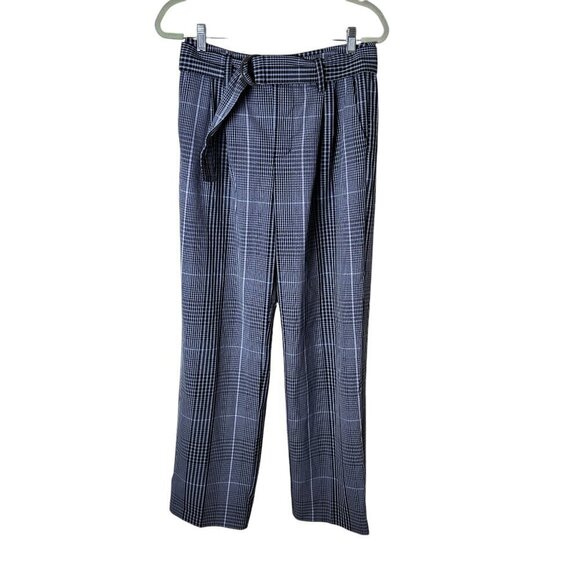 a new day Pants - A NEW DAY Stretch Plaid Trousers Dress Pants Wide Legs Size 2 Self belt